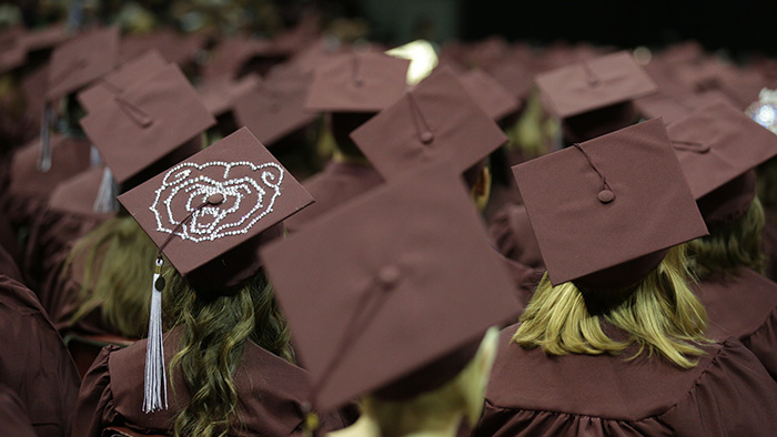 Maroon graduation caps