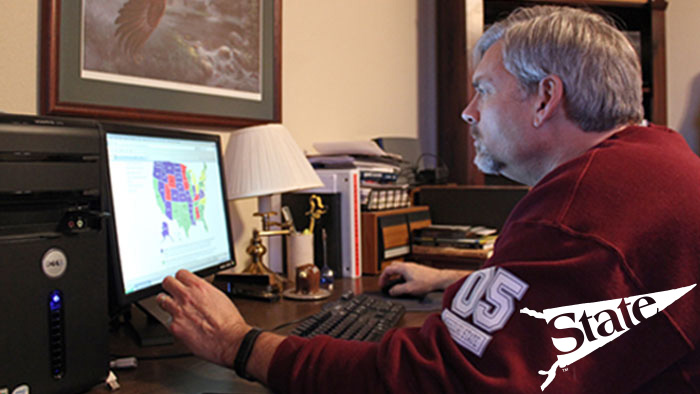 Missouri State Online student working from laptop at home. 
