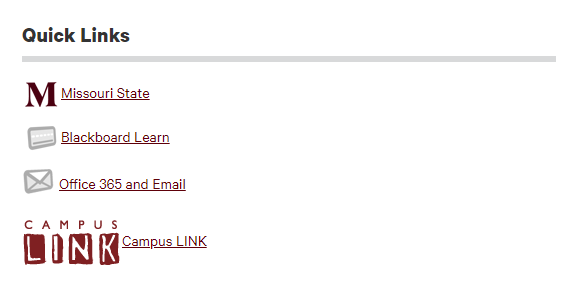 Image of Quick Links feature in My Missouri State